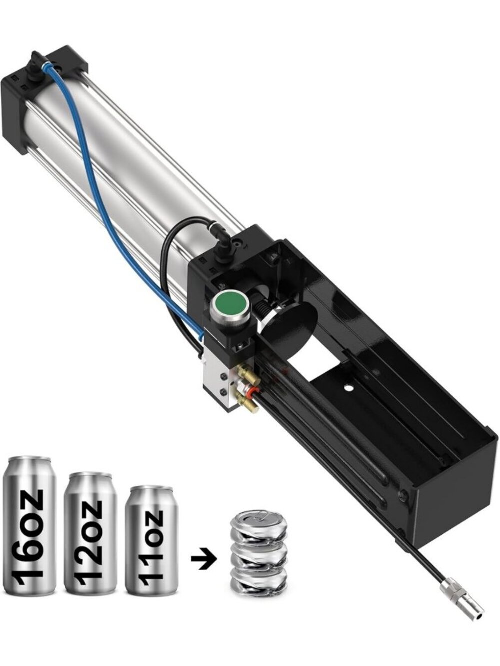 Heavy-Duty Pneumatic Can Crusher for Recycling Soda & Beer Cans - Eco-Friendly
